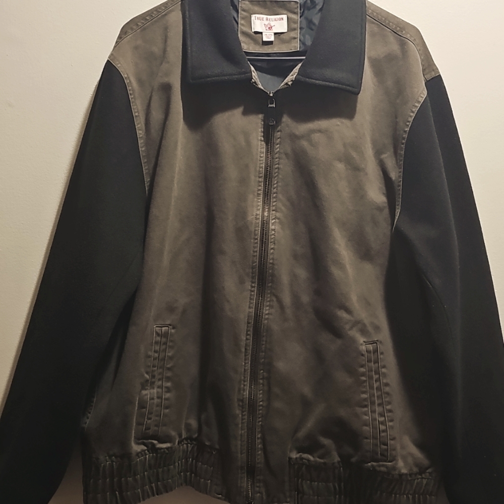 True religion military green Bomber Style jacket